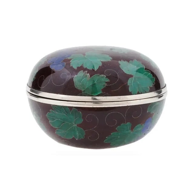 Japanese Early 20th Century Japanese Covered Grape Plique a Jour Enamel Kogo Box For Sale - Image 3 of 10