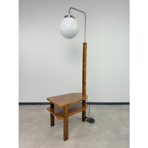 Art Deco Floor Lamp with Integrated Side Table by Jindřich Halabala for Up Závody, 1930s For Sale - Image 4 of 12
