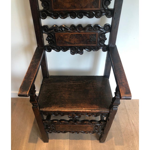 Black 17th Century Set of an Italian Renaissance walnut armchair and pair of chairs For Sale - Image 8 of 12
