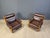 Vintage Rustic Brown Leather and Oak Lounge Chairs, 1960s, Set of 2 For Sale - Image 9 of 12