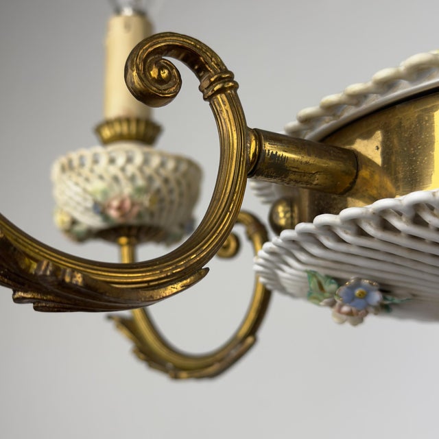 Vintage Art Nouveau Capodimonte Chandelier, 1930s For Sale - Image 6 of 18