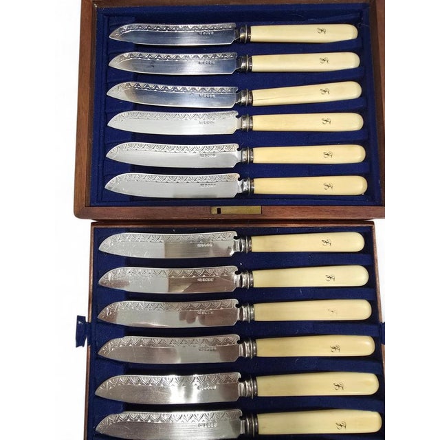 English Victorian Fish Knives in Case, 19th Century, Set of 12 For Sale - Image 9 of 12