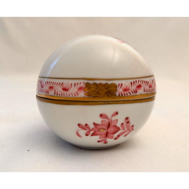Late 20th Century Herend Raspberry and Gold Porcelain Egg-Shaped Trinket Box For Sale In Seattle - Image 6 of 7