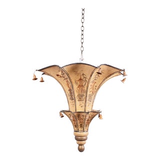 Chinoiseries Double Tower Hand-Painted Chandelier For Sale