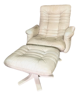 Leather Armchairs and Ottoman from Stega, 1990s, Set of 3
