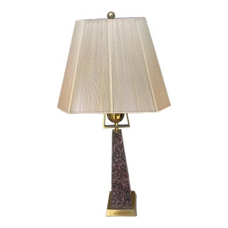 Mid-Century Modern Obelisk Table Lamp With String Shade For Sale