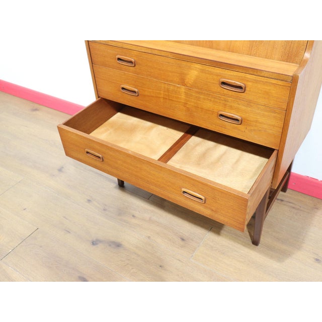 Mid Century Modern Vintage Teak Secretaire Bureau Desk Danish Style For Sale - Image 15 of 15