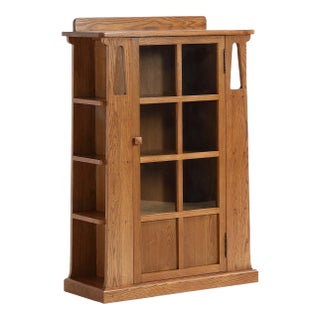 Mission 1 Door Bookcase With Side Shelves - MC For Sale
