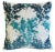 Mid-Century Modern Nautical Coastal Teal, Aqua, White & Blue Coral Cut Velvet Feather/Down Pillow 23" Square For Sale - Image 3 of 5