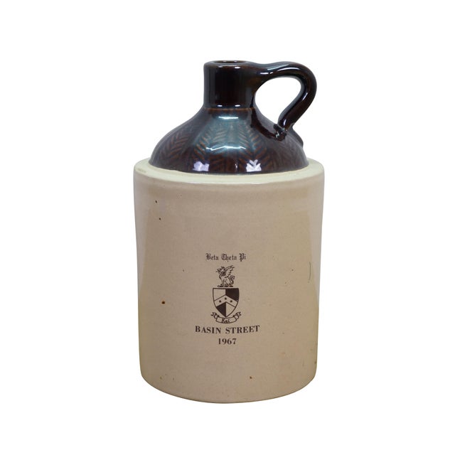 Mid-Century Modern 1967 Bθπ Beta Theta Pi Greek Fraternity Basin Street Whiskey Jug Crock 10" For Sale - Image 3 of 12