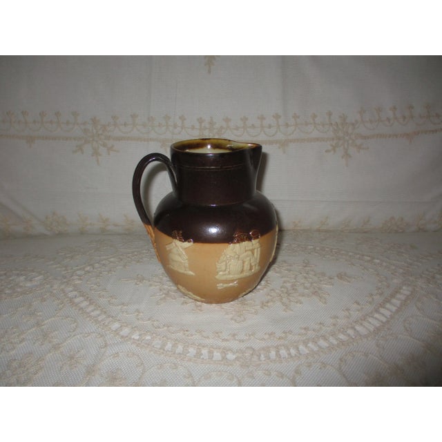 Antique Royal Doulton LAMBETH Ware 6 in Pitcher JUG Windmill, Tree 1880s. Nice Antique Condition No Chips or Cracks