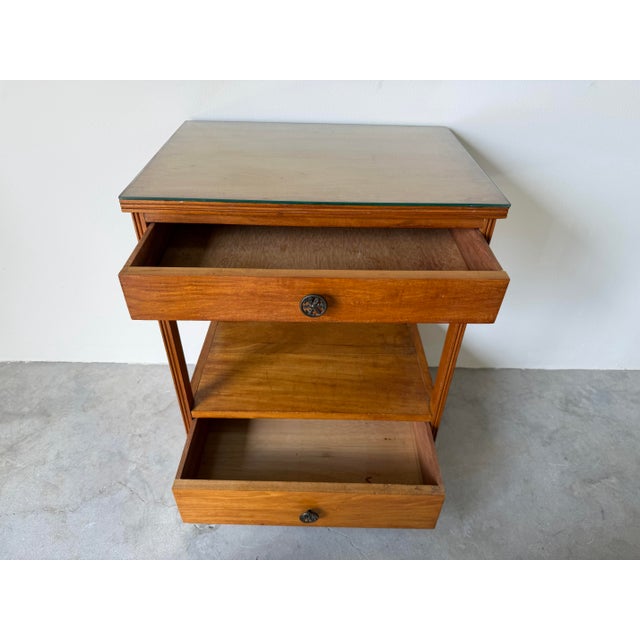 1960s 1960’s Mid-Century Modern Nightstand With Two Dovetailed Drawers and Glass Top For Sale - Image 5 of 12