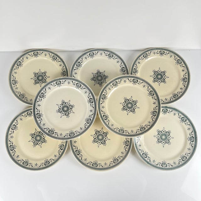 Antique Admiral Ironstone Dessert Plates from Creil & Montereau, 1890s, Set of 8 For Sale - Image 9 of 15