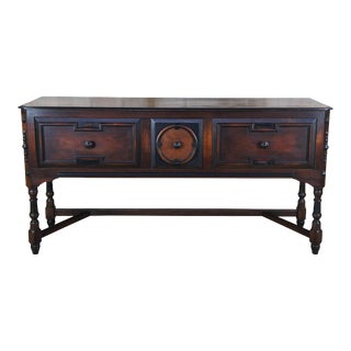 1950s Paine Furniture Victorian Revival Walnut Carved Sideboard For Sale