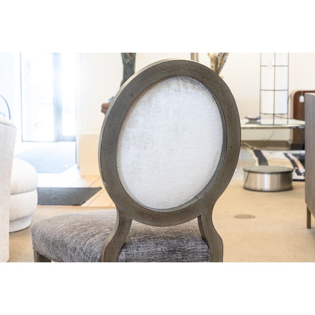 Wood Contemporary Modern Restoration Hardware Fabric Upholstered Wooden Accent Chair For Sale - Image 7 of 9