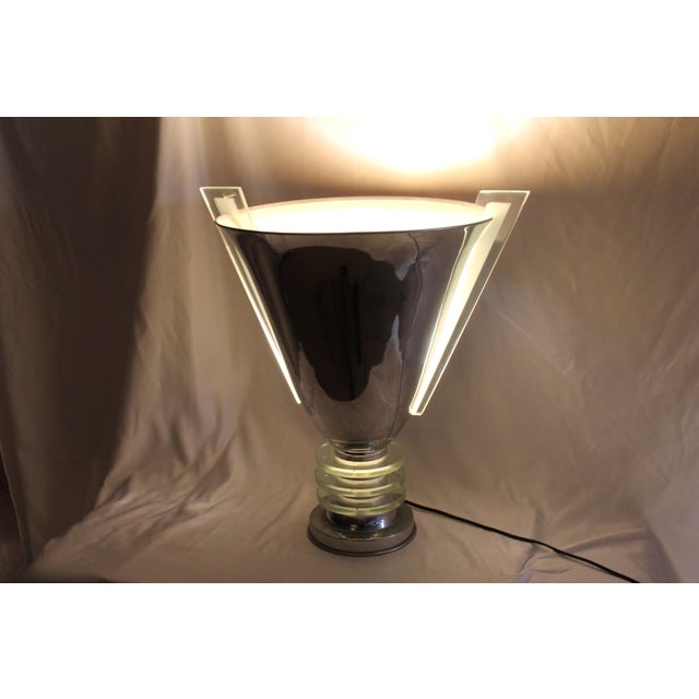 Original Art Deco Glass Inserts Polished Chrome Finish Up-Light | Chairish