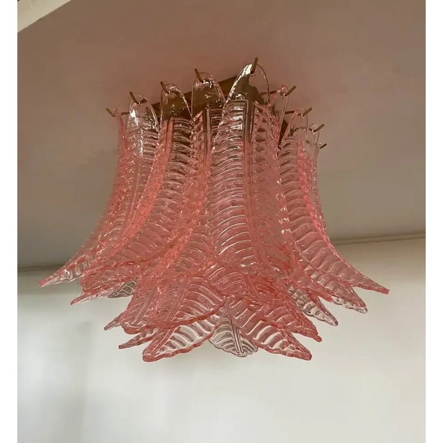 Pink Murano Ceiling Lamp, 32 Pink Felci Glasses For Sale - Image 8 of 9