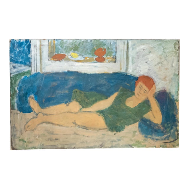 Mid-Century Modern French or American School Figure Reclining in Style of Milton Avery For Sale
