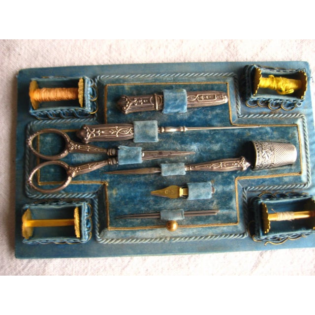 French Set of 13 French Napoleon III Sewing Inlay Box For Sale - Image 3 of 10