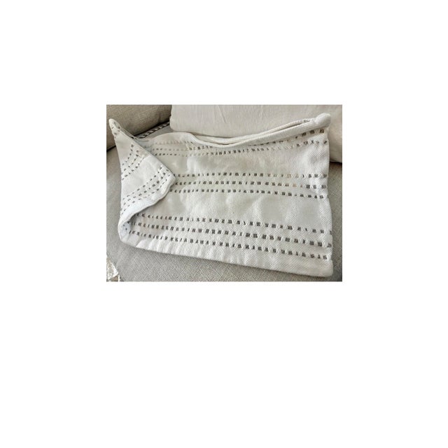 2000 - 2009 Vintage Ralph Lauren Throw Pillow Cover Stitch Stripes Off White For Sale - Image 5 of 12