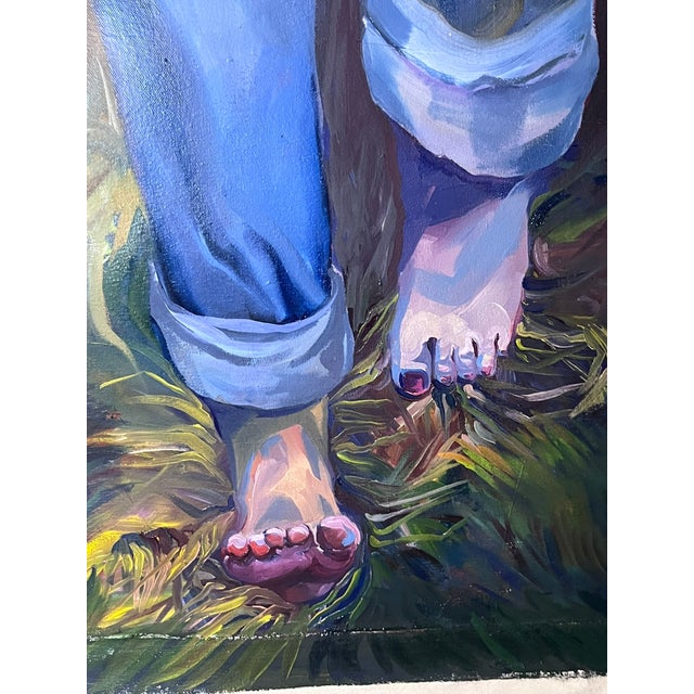 Semi Nude Woman in Orchard Hornets Unstretched Canvas Joni Wildman Oil Painting For Sale In Jacksonville, FL - Image 6 of 12