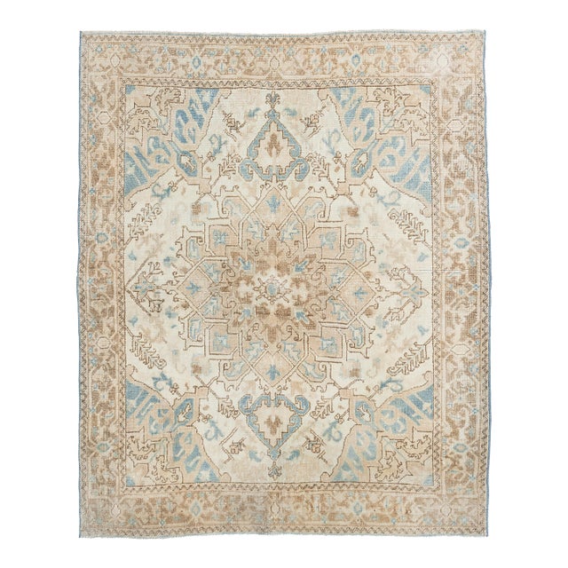 Antique Ivory Heriz Area Rug, 3'7 X 4'5 For Sale