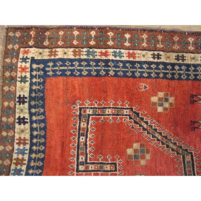 Late 19th Century 1890s Red Rust Medallion Tribal Antique Hand Knotted Persian Gabbeh Rug 5'3" X 8'10" Wool Carpet For Sale - Image 5 of 6