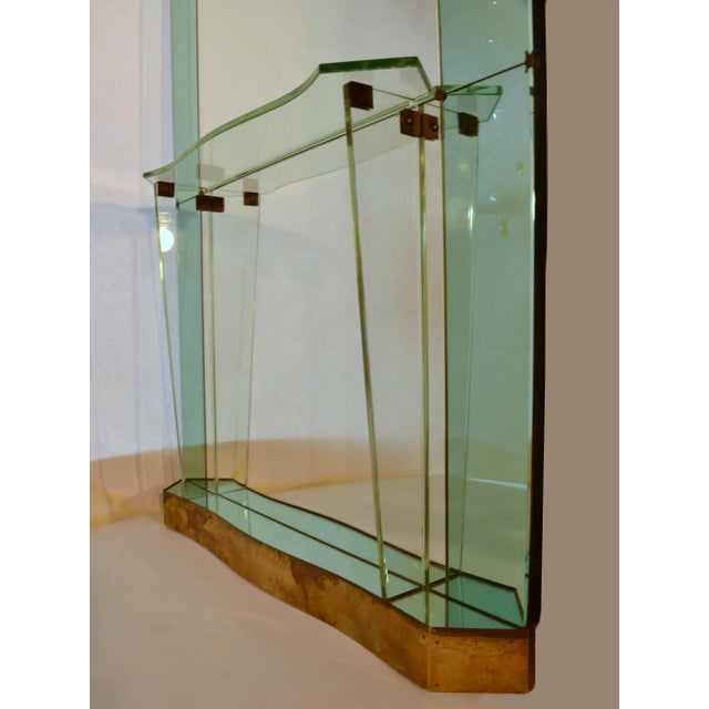 Metal Large Console Wall Mirror with Emerald Green Border from Cristal Arte, Italy, 1950s For Sale - Image 7 of 18