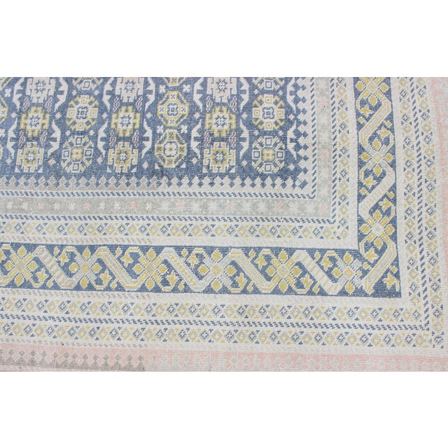 Antique Khotan Rug in Shades of Blue With Gray, L. Pink and Yellow Accents 9'8 X 13'4 For Sale - Image 11 of 13