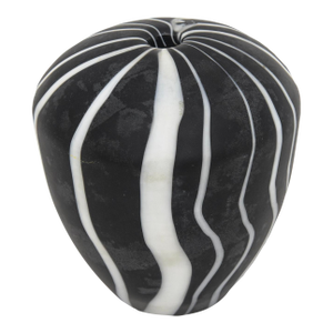 1980's Murano Optical Glass Object Sculpture by Salviati Black and White Striped, Italy