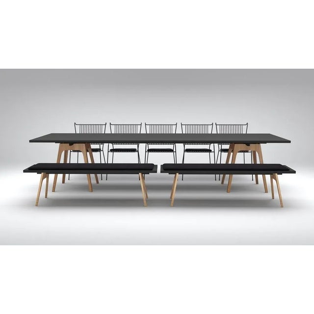 Wood Marina Black Dining Table with Benches and Capri Chairs by Cools Collection, Set of 8 For Sale - Image 7 of 8