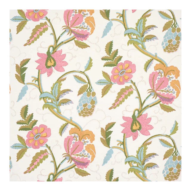 Sample - Schumacher Indali Wallpaper in Pink & Leaf For Sale