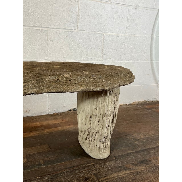 Vintage Faux Bois 3 Piece Cast Stone Adirondack Garden Bench For Sale - Image 4 of 5