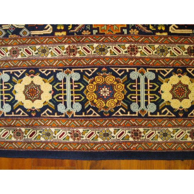 Antique Persian Tabriz 10 x 12 Navy Blue, Yellow, Brown & Ivory Handmade Area Rug #9902234 For Sale - Image 4 of 6