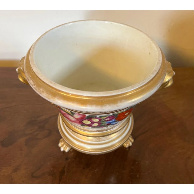 Antique Early 19th Century Coalport Porcelain Cachepot or Flower Pot Decorated With Flowers and Dolphin Handles For Sale - Image 10 of 12