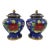 Vintage Chinese Cloisonné Cobalt Blue Floral & Bird Ginger Jars – Pair For Sale