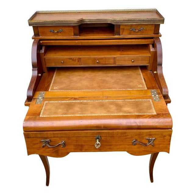 Louis XV Style Cylinder Secretary with Drawers, 1890s For Sale - Image 4 of 13