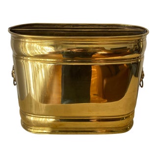 1970s Brass Lion Motif Magazine Holder For Sale