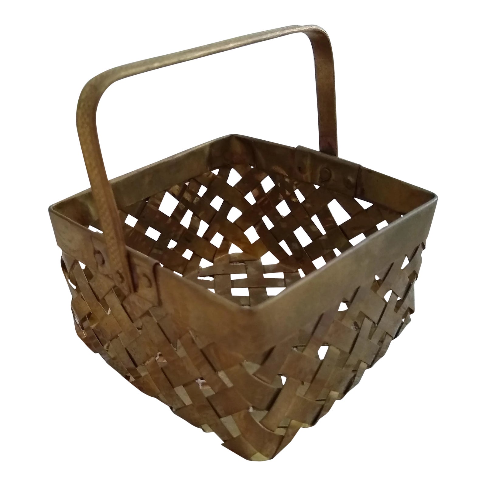 Vintage Brass Woven Basket Chairish