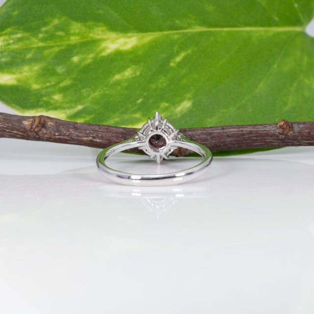 Red Red Spinel Ring With Earth-Mined Diamond Accents: Solid 14k Gold, Round 5mm, Size 6.75 For Sale - Image 8 of 9