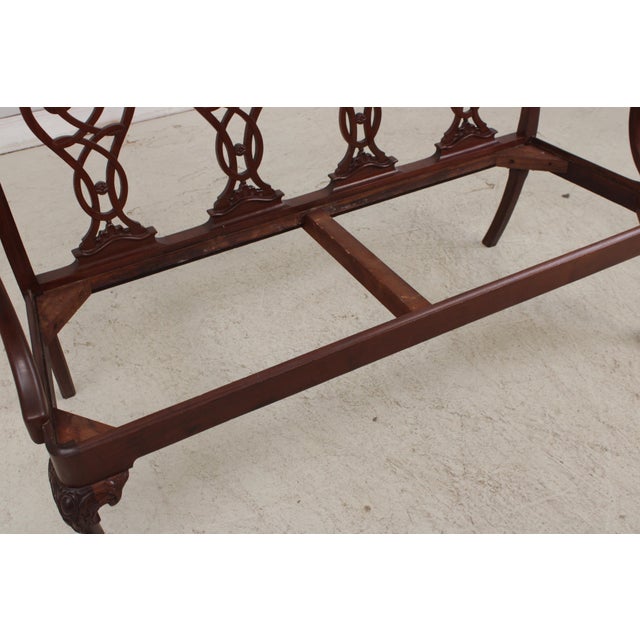 Vintage Carved Mahogany Triple Back Settee Bench For Sale - Image 15 of 15