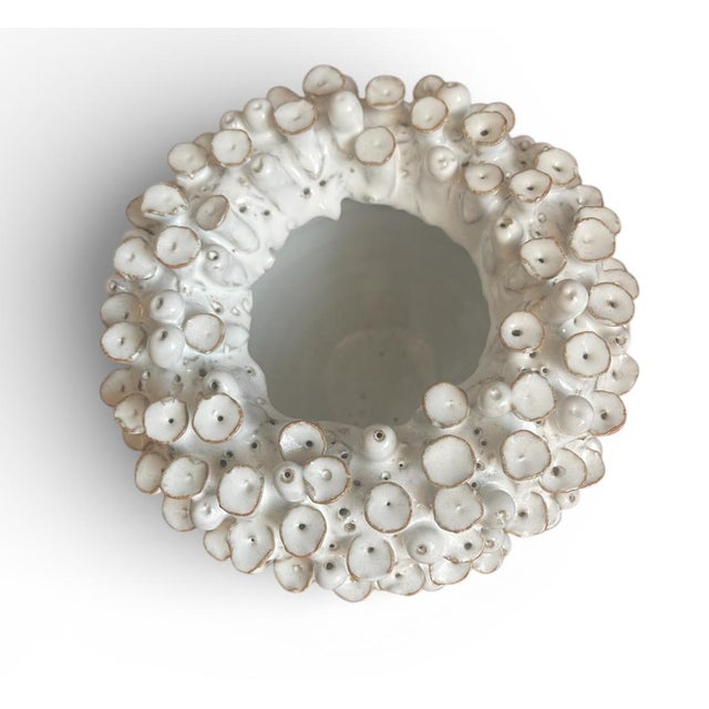 Organic Coral-Inspired White Glazed Ceramic Vessel For Sale - Image 4 of 6