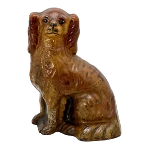Rare Model Antique American Cast Iron Seated King Charles Spaniel Dog Doorstop Circa Early 20th Century
