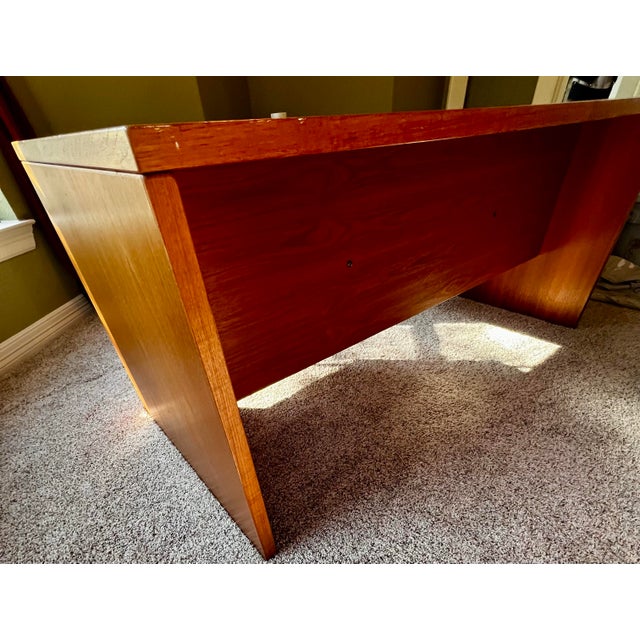 Chestnut Mid Century Modern Teak Executive Desk For Sale - Image 8 of 10
