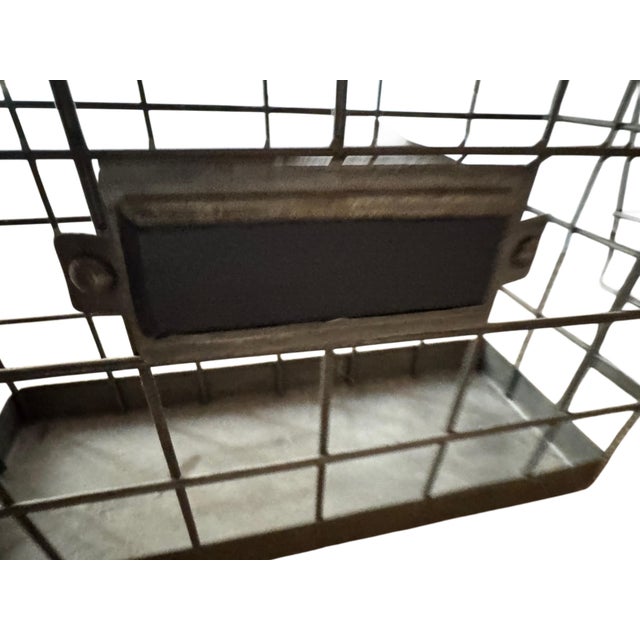 Wood Pottery Barn Rustic Industrial 4-Basket Wall Organizer With Numbered Wood Backboard For Sale - Image 7 of 12