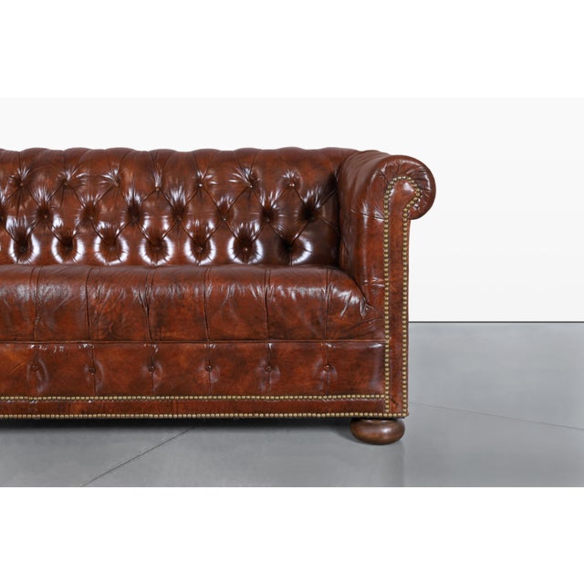 Vintage Brown Leather Chesterfield Sofa For Sale - Image 10 of 13