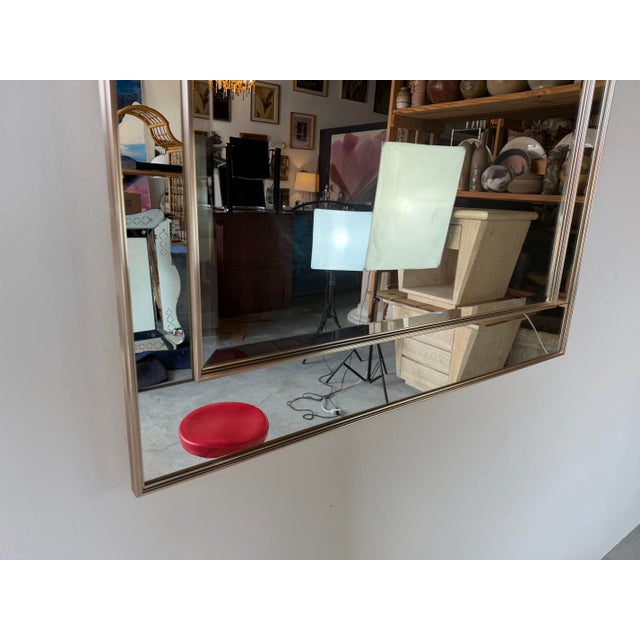Transparent 1980s La Barge Style Geometric Beveled Wall Mirror With Brushed Aluminum Frame For Sale - Image 8 of 12