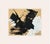Vintage French Mid Century Black and White Abstract Bird Painting on Paper, Signed With Mat For Sale