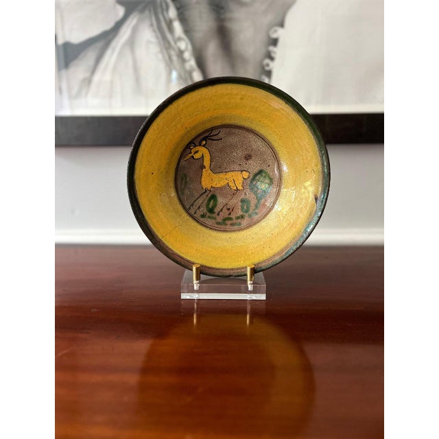 Late 19th Century Antique Hand Painted Guatemalan Majolica with Yellow Deer For Sale - Image 5 of 13