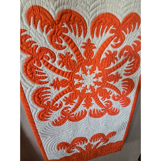 Traditional Late 20th Century Hawaiian Quilted Wall Hanging For Sale - Image 3 of 14